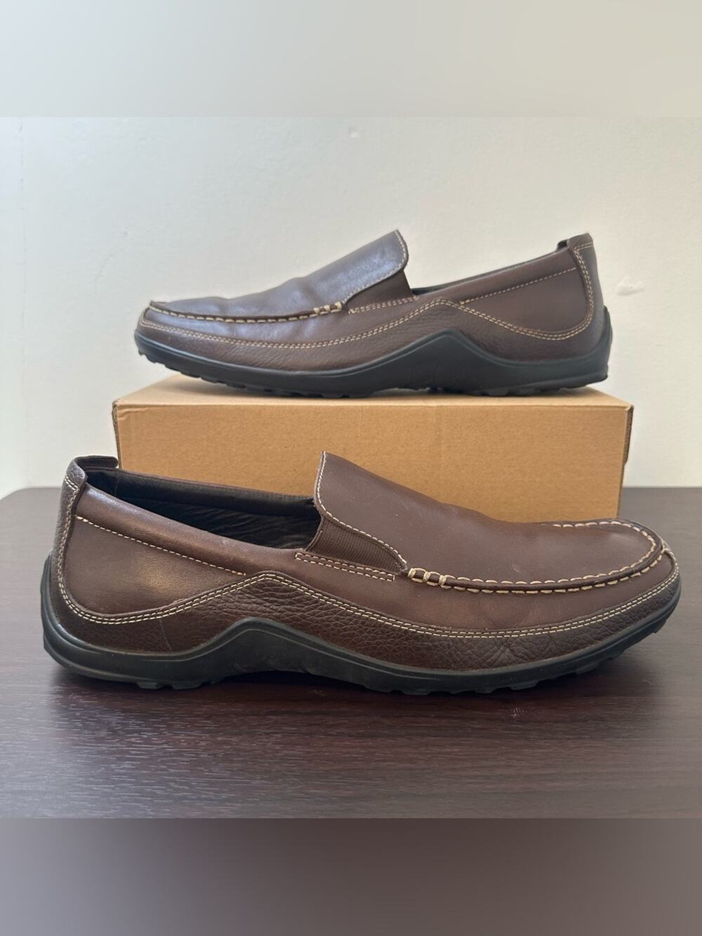 Cole Haan Brown Leather Slip-On Casual Loafers Cushioned Comfort Men's, Size 12